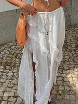 Liber Summer Women's Y2K Hot Girl Ruffle Loose Skirt