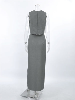 Liber summer women's clothing daily leisure solid color V-neck sleeveless slim fit two-piece suit