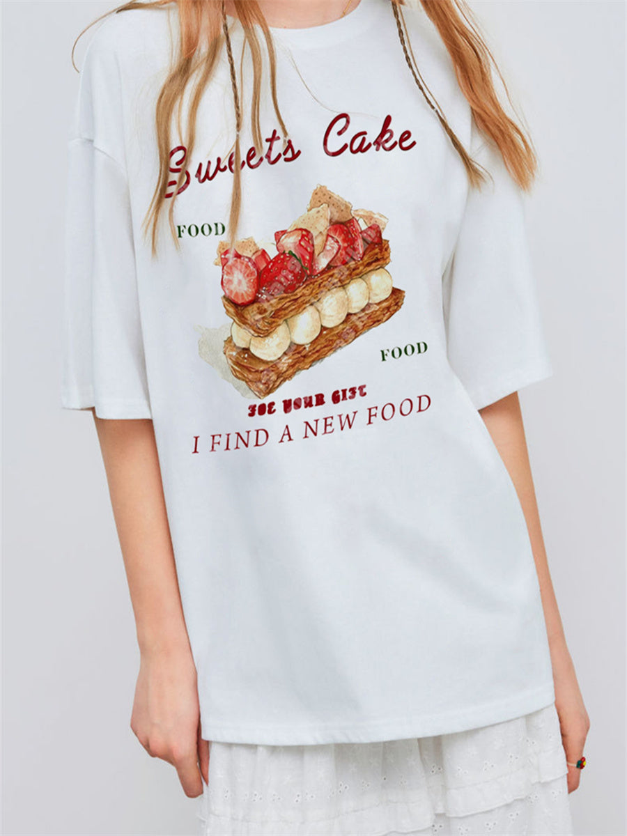 Liber Summer Women's Daily Casual Dessert Printed T-shirt