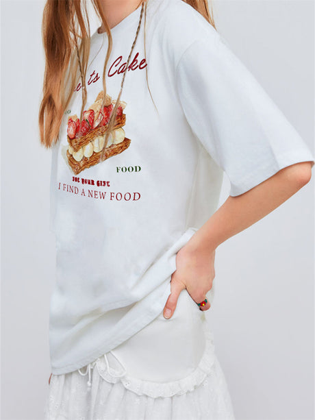 Liber Summer Women's Daily Casual Dessert Printed T-shirt