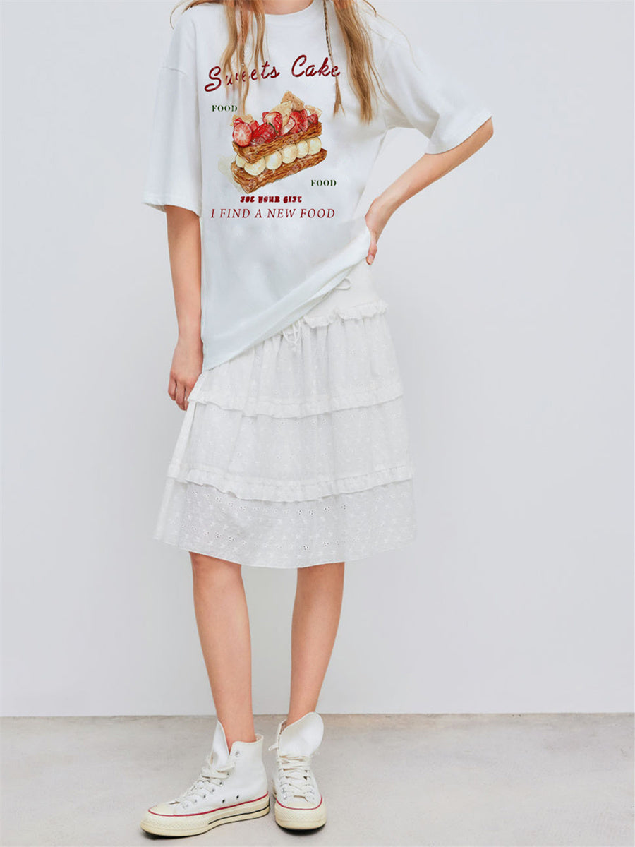 Liber Summer Women's Daily Casual Dessert Printed T-shirt