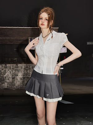Liber Summer Women's Y2K Hot Girl Solid Color Round Neck Short Sleeve Slim Shirt