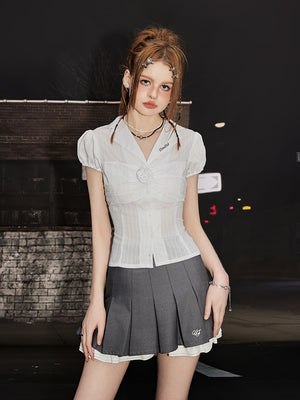 Liber Summer Women's Y2K Hot Girl Solid Color Round Neck Short Sleeve Slim Shirt
