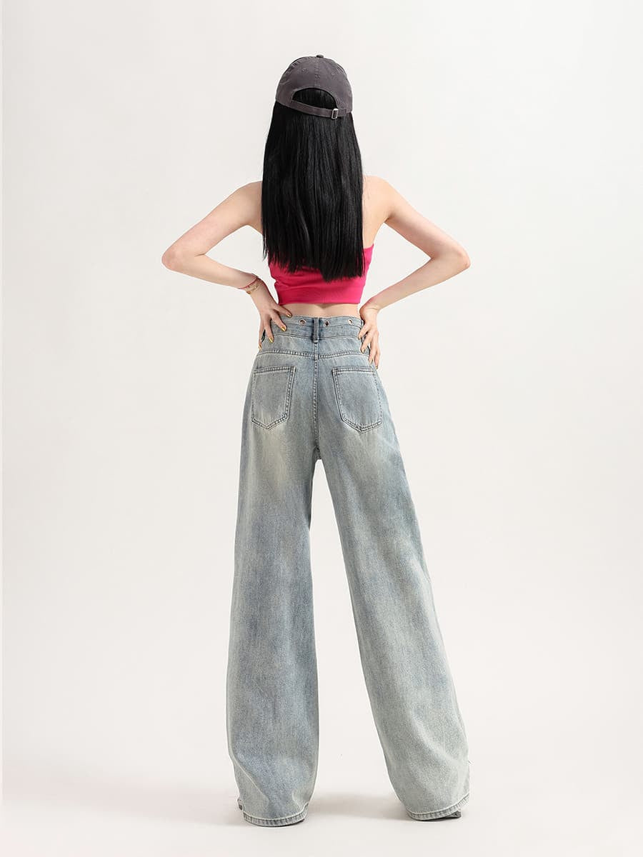 Liber Summer Women's Y2K Hot Girl Denim Wide Leg Jeans