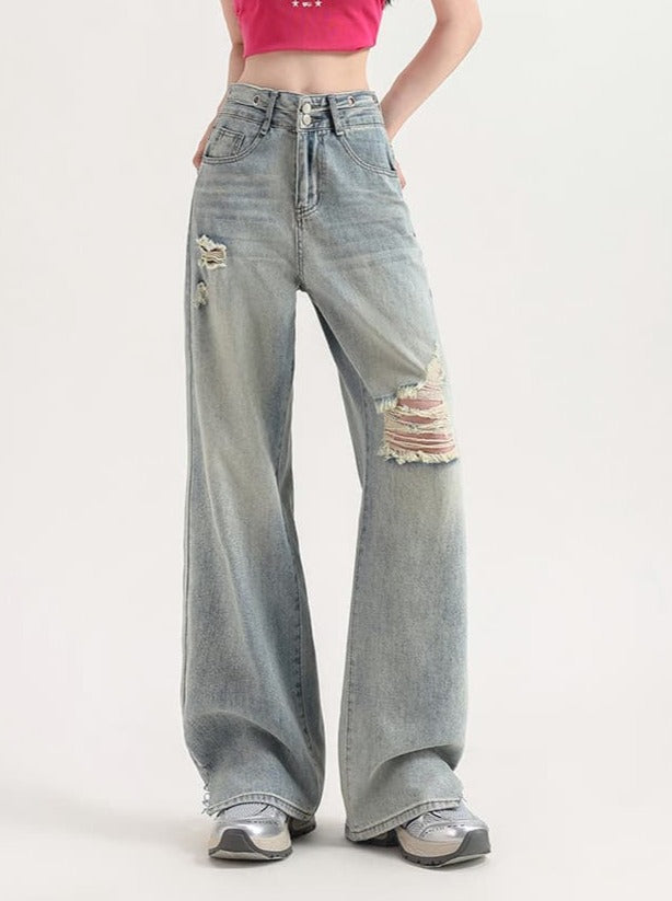 Liber Summer Women's Y2K Hot Girl Denim Wide Leg Jeans