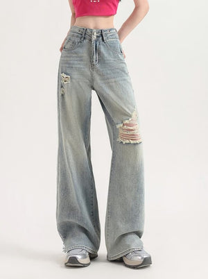 Liber Summer Women's Y2K Hot Girl Denim Wide Leg Jeans