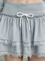 Liber Summer Women's Y2K Hottie Solid Color Lace-up lace Skirt