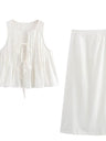 Liber Summer Women's Beach Strap Round Neck Sleeveless Two-Piece Suit