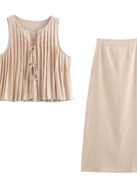 Liber Summer Women's Beach Strap Round Neck Sleeveless Two-Piece Suit