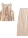 Liber Summer Women's Beach Strap Round Neck Sleeveless Two-Piece Suit