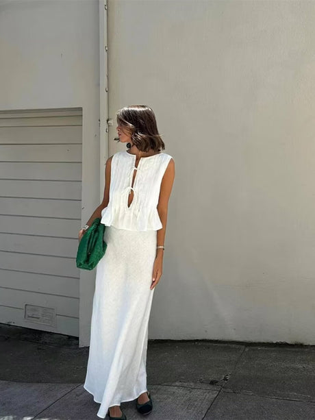 Liber Summer Women's Beach Strap Round Neck Sleeveless Two-Piece Suit