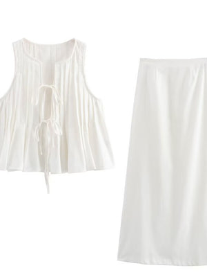 Liber Summer Women's Beach Strap Round Neck Sleeveless Two-Piece Suit