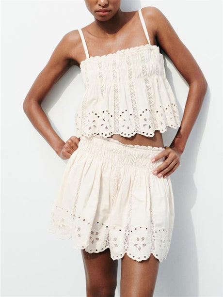 Liber Summer Women's Beach Hollow Square Neck Sleeveless Two-Piece Suit