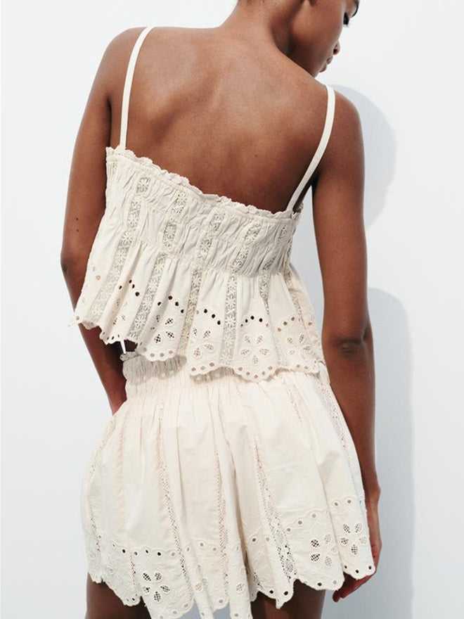 Liber Summer Women's Beach Hollow Square Neck Sleeveless Two-Piece Suit