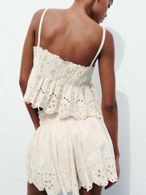 Liber Summer Women's Beach Hollow Square Neck Sleeveless Two-Piece Suit