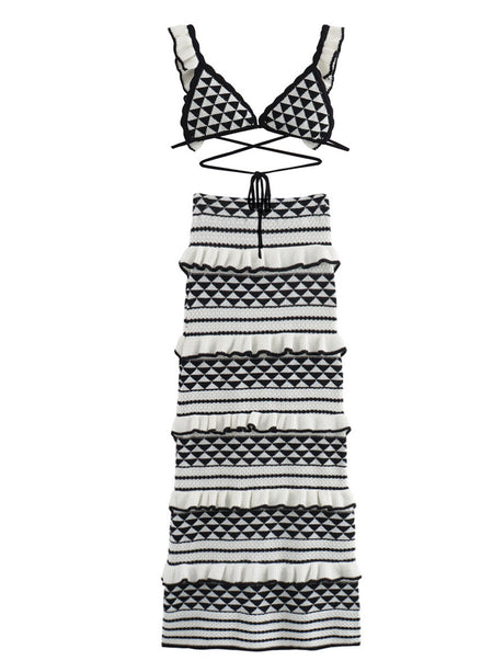 Liber Summer Women's Beach Ruffle Sleeveless Two-Piece Set