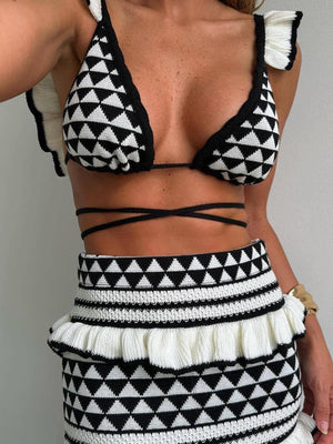 Liber Summer Women's Beach Ruffle Sleeveless Two-Piece Set