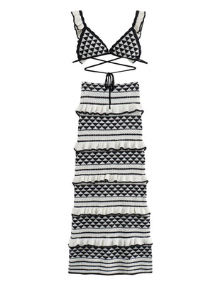 Liber Summer Women's Beach Ruffle Sleeveless Two-Piece Set