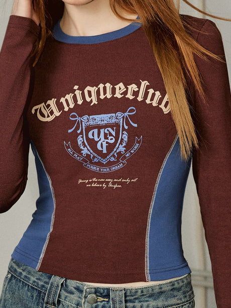 Liber Fall Women's Color Stitching T-Shirt