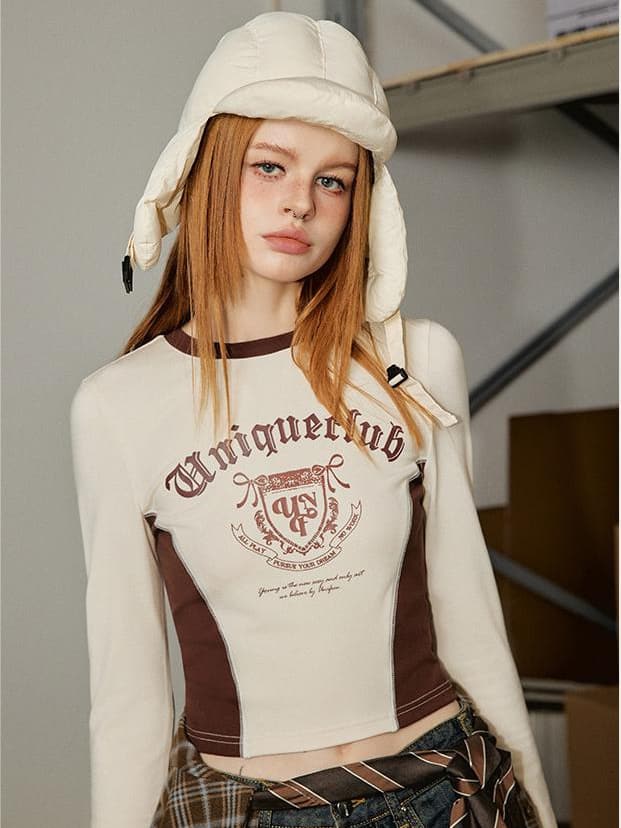 Liber Fall Women's Color Stitching T-Shirt
