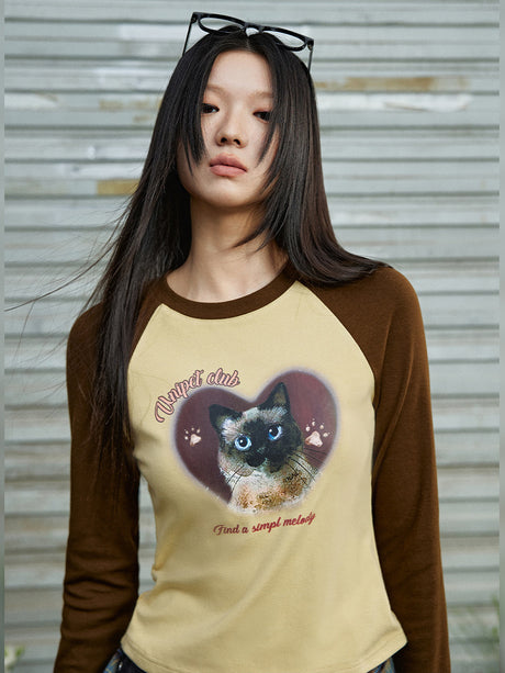Liber Fall Women's Color Block Animal Printed T-Shirt