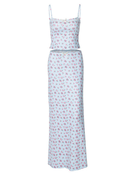 Liber Summer Women's Print Slim Fit Two-Piece Set