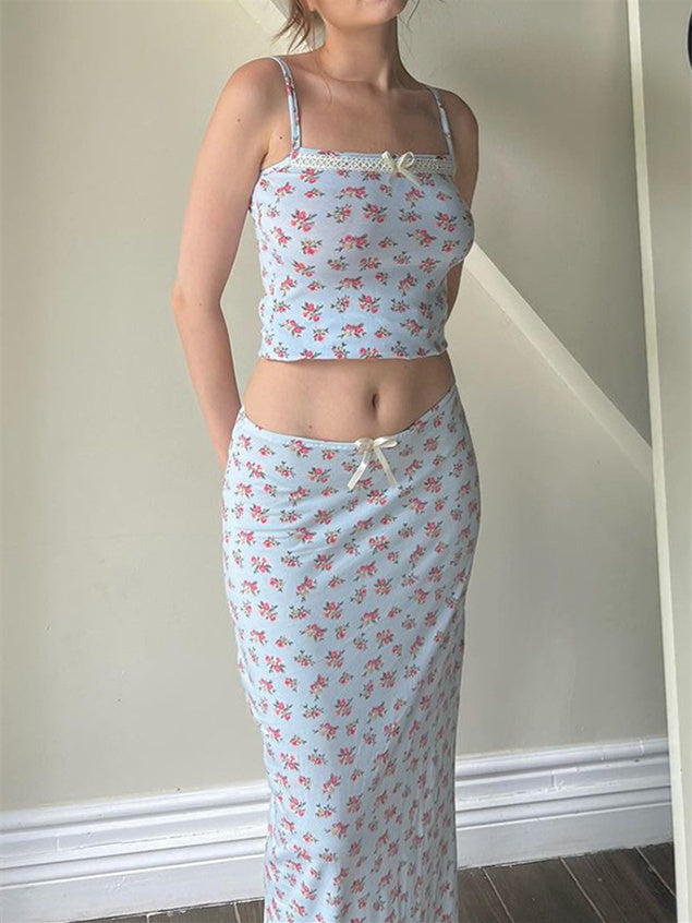 Liber Summer Women's Print Slim Fit Two-Piece Set