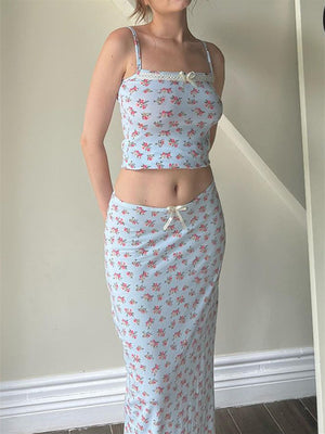 Liber Summer Women's Print Slim Fit Two-Piece Set