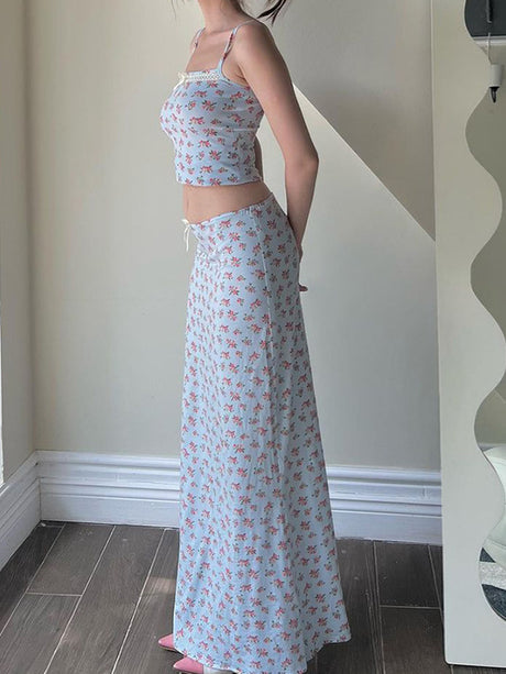 Liber Summer Women's Print Slim Fit Two-Piece Set
