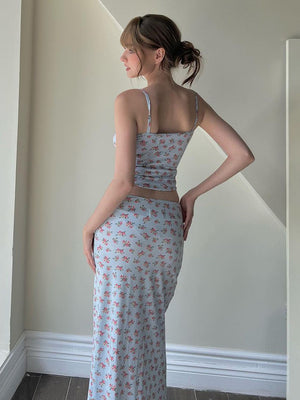 Liber Summer Women's Print Slim Fit Two-Piece Set