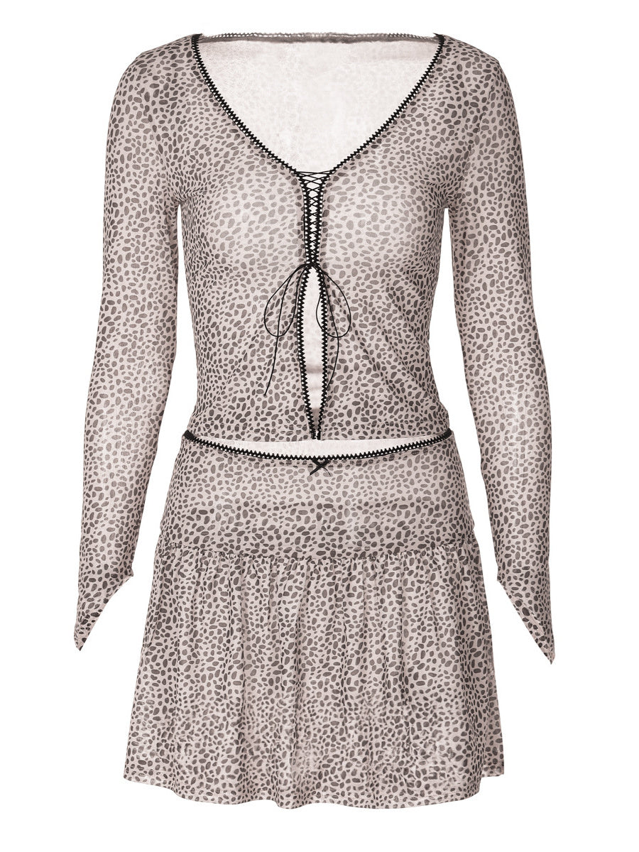 Liber Summer Women's Suit Leopard Print Two-piece Suit