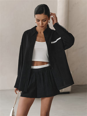 Liber Fall Women's Solid Color Two-Piece Set