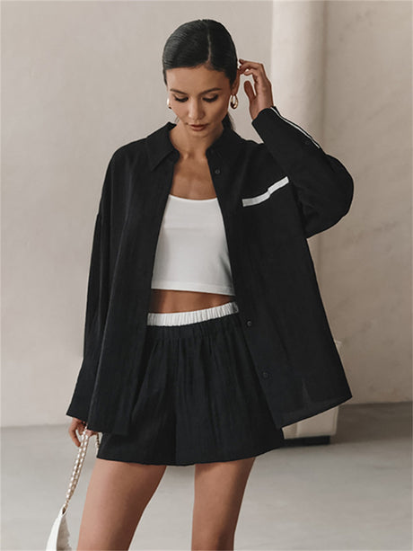Liber Fall Women's Solid Color Two-Piece Set