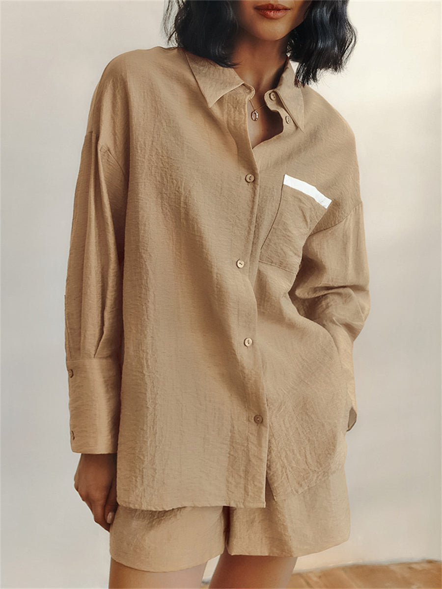 Liber Fall Women's Solid Color Two-Piece Set