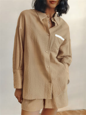 Liber Fall Women's Solid Color Two-Piece Set