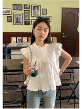 Liber Summer Women's Ruffles Flying Sleeve Blouse