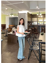 Liber Summer Women's Ruffles Flying Sleeve Blouse