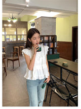 Liber Summer Women's Ruffles Flying Sleeve Blouse