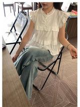 Liber Summer Women's Ruffles Flying Sleeve Blouse