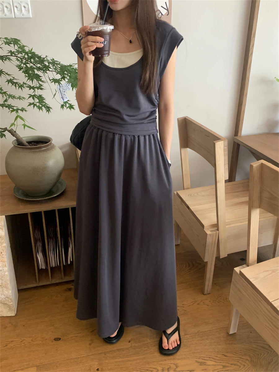 Liber Summer Women's Solid Color Two-Piece Set