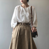 Liber Autumn Women's Solid Lantern Sleeve Shirt