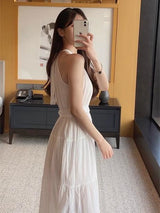 Liber Fall Women's Patchwork Halter Neck Long Dress