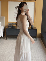 Liber Fall Women's Patchwork Halter Neck Long Dress