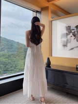 Liber Fall Women's Patchwork Halter Neck Long Dress
