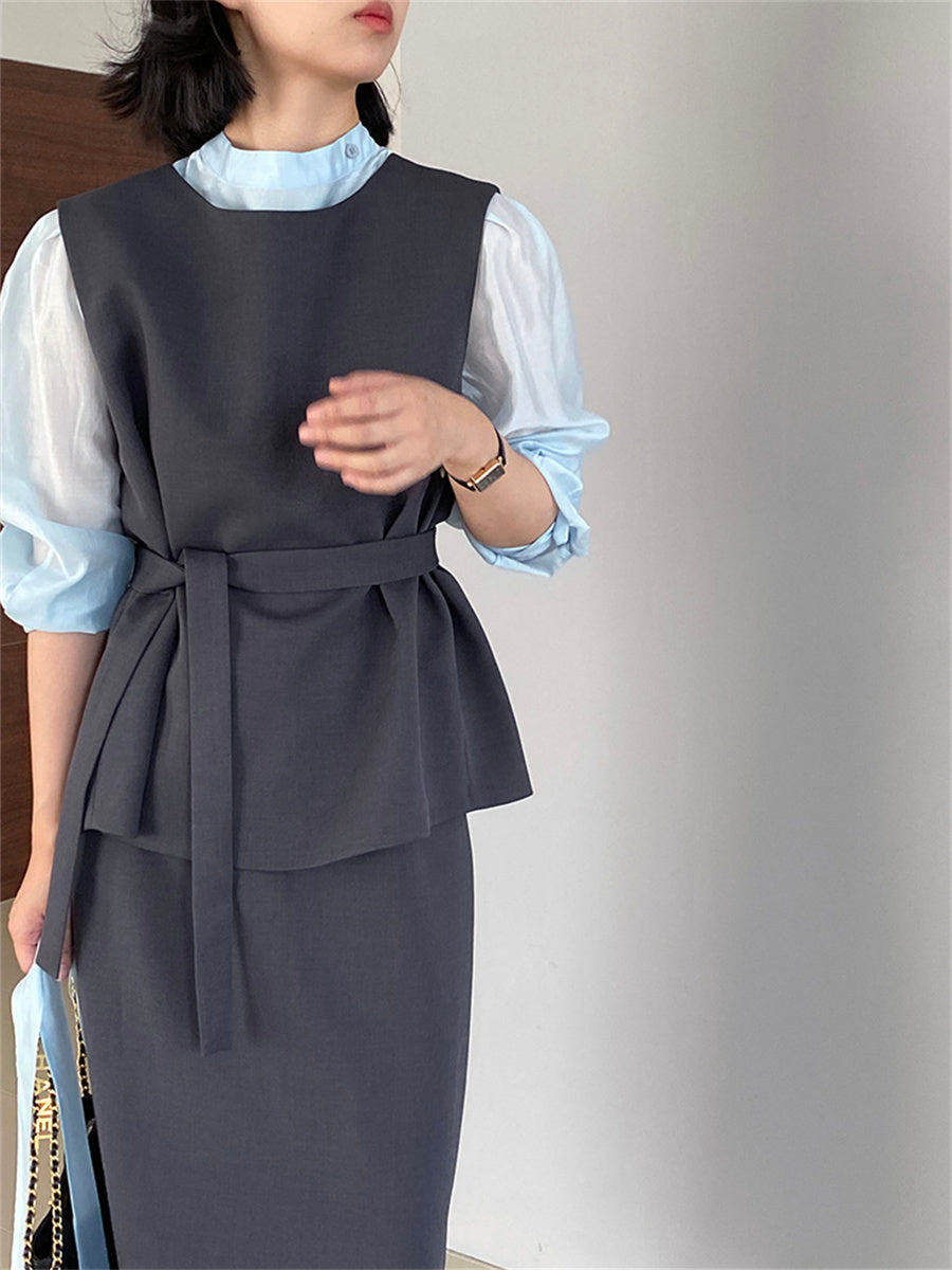 Liber Autumn Women's Solid Color Suit Two-Piece Set