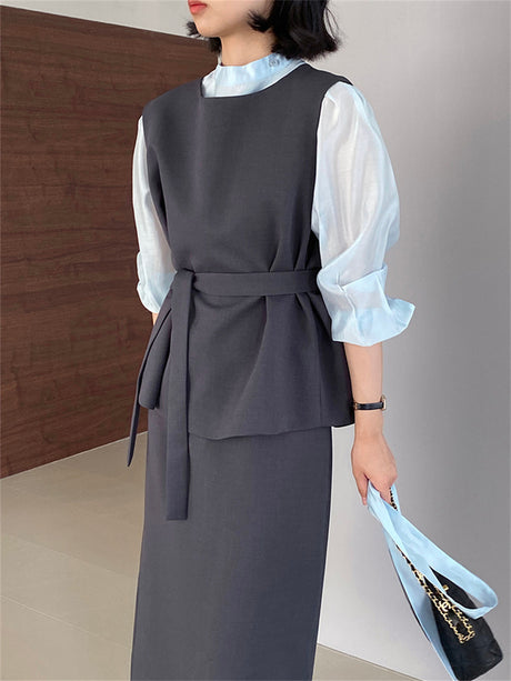 Liber Autumn Women's Solid Color Suit Two-Piece Set
