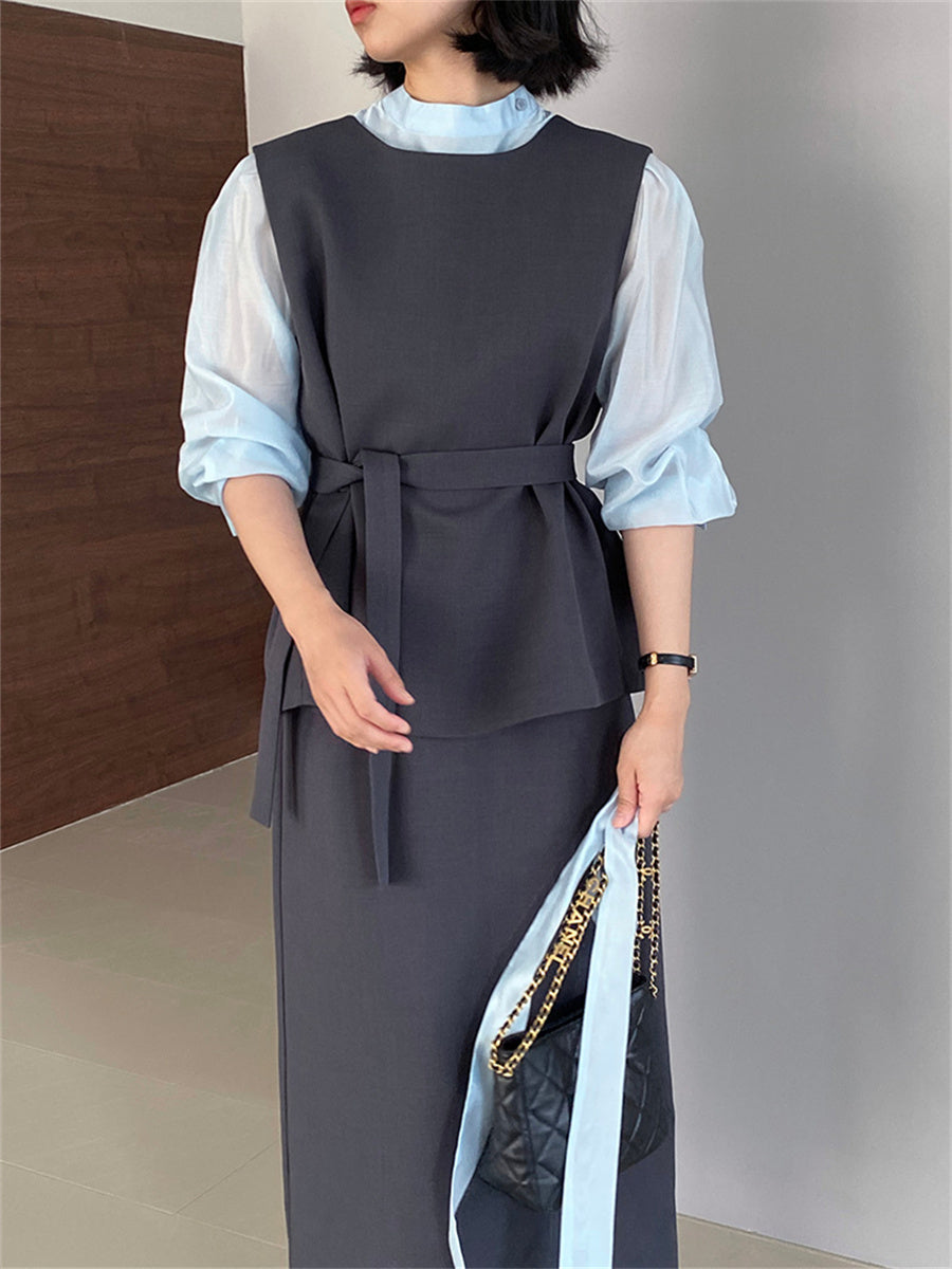 Liber Autumn Women's Solid Color Suit Two-Piece Set