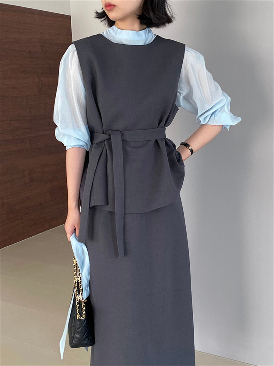 Liber Autumn Women's Solid Color Suit Two-Piece Set