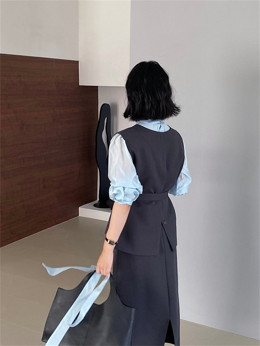 Liber Autumn Women's Solid Color Suit Two-Piece Set