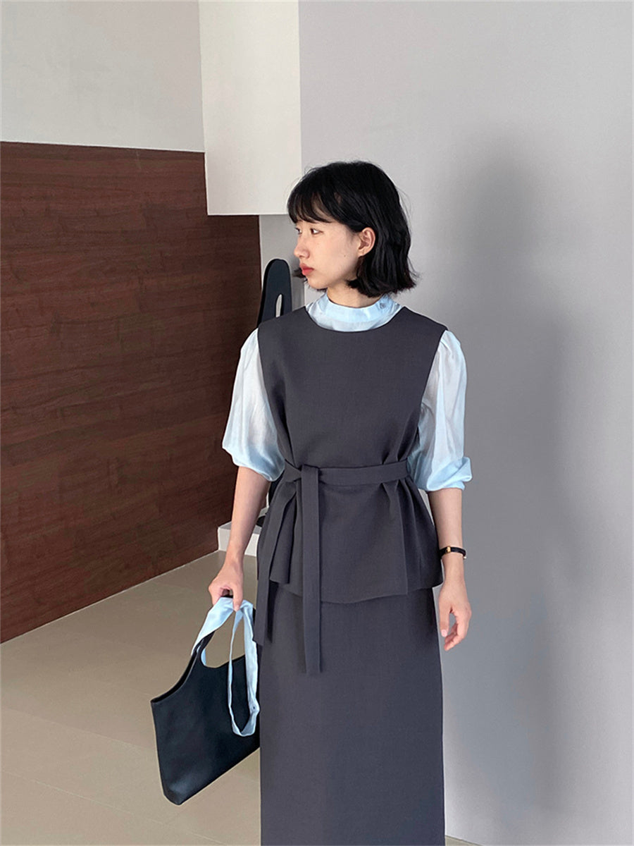 Liber Autumn Women's Solid Color Suit Two-Piece Set